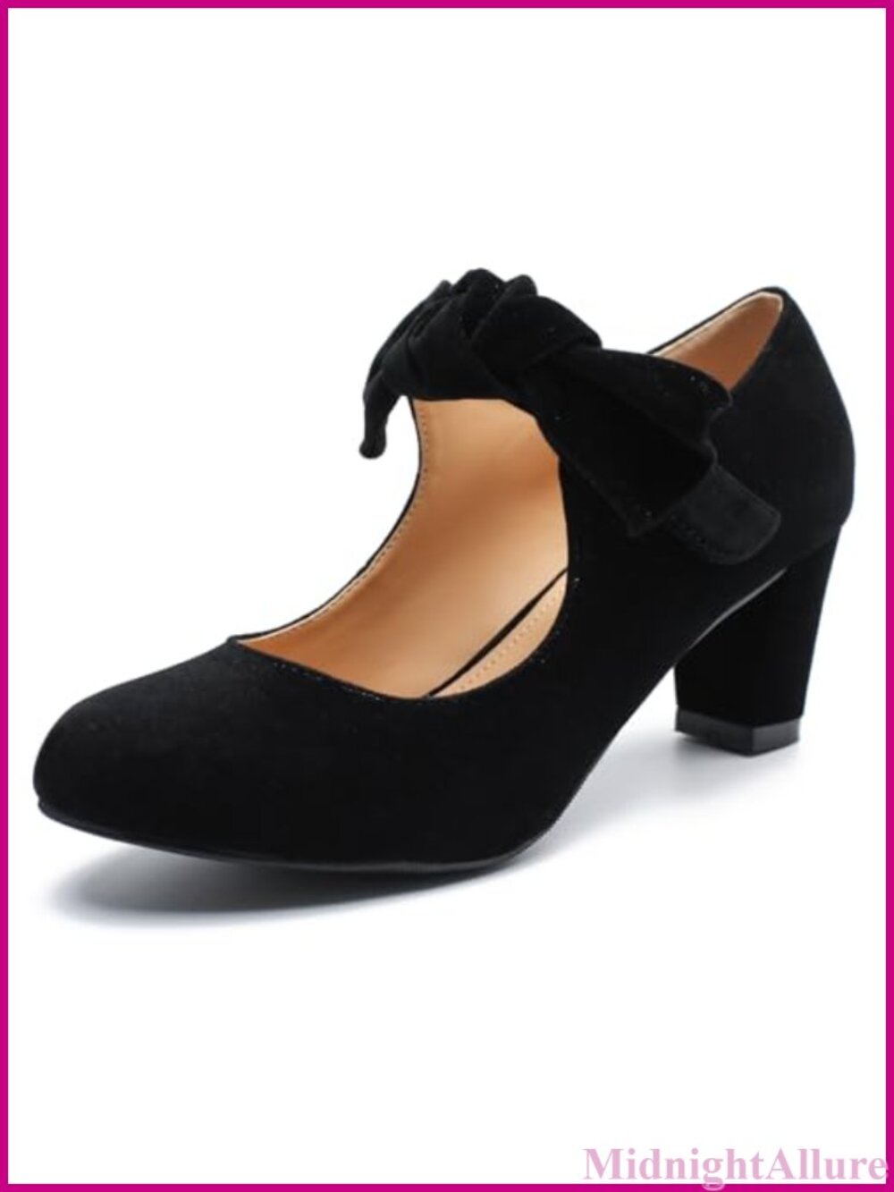 Mary Jane Block Heel Pumps Faux Suede Ankle Strap Dress Shoes